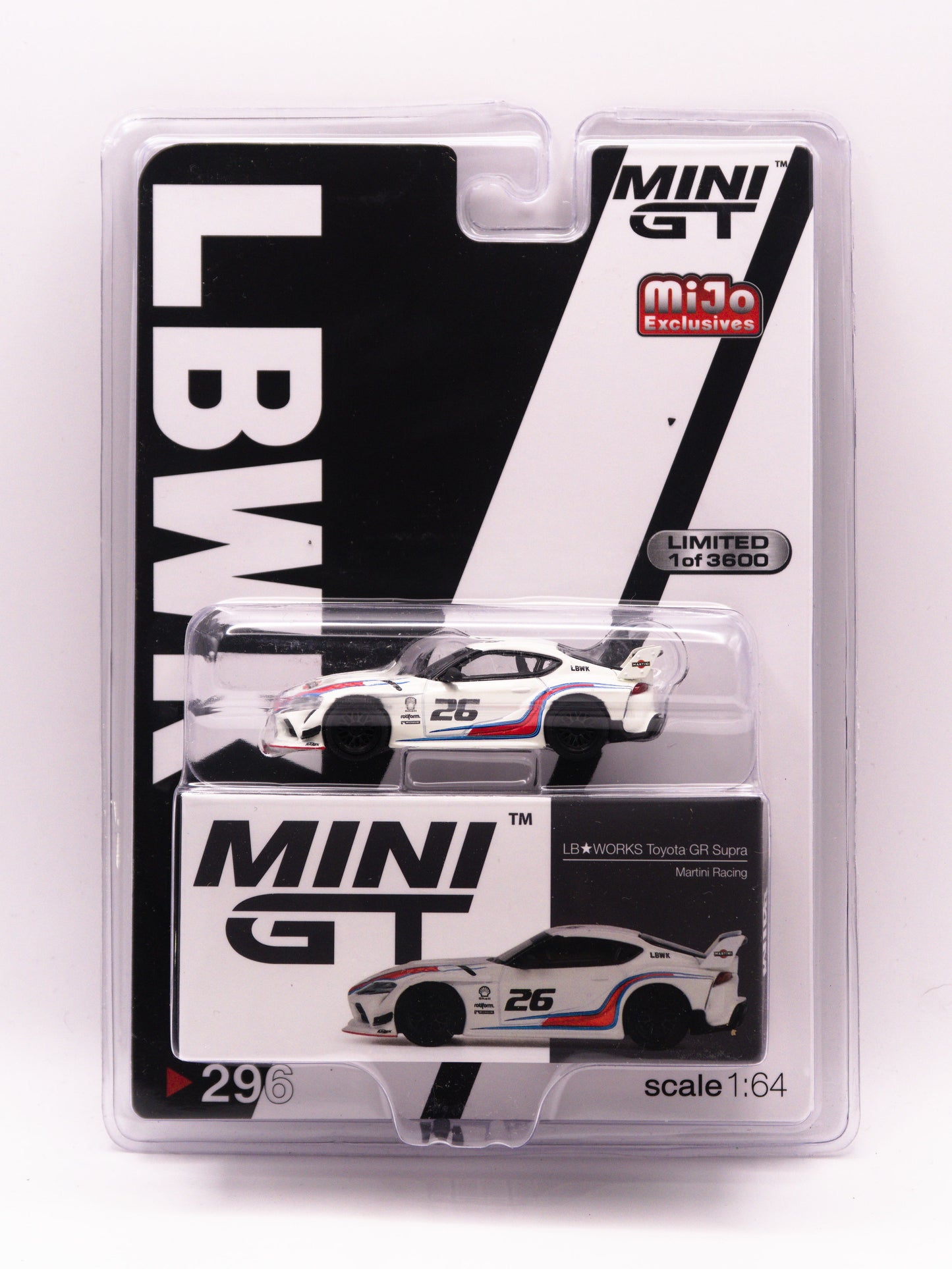 Mini GT 296 LB WORKS Toyota GR Supra Martini Racing Biała