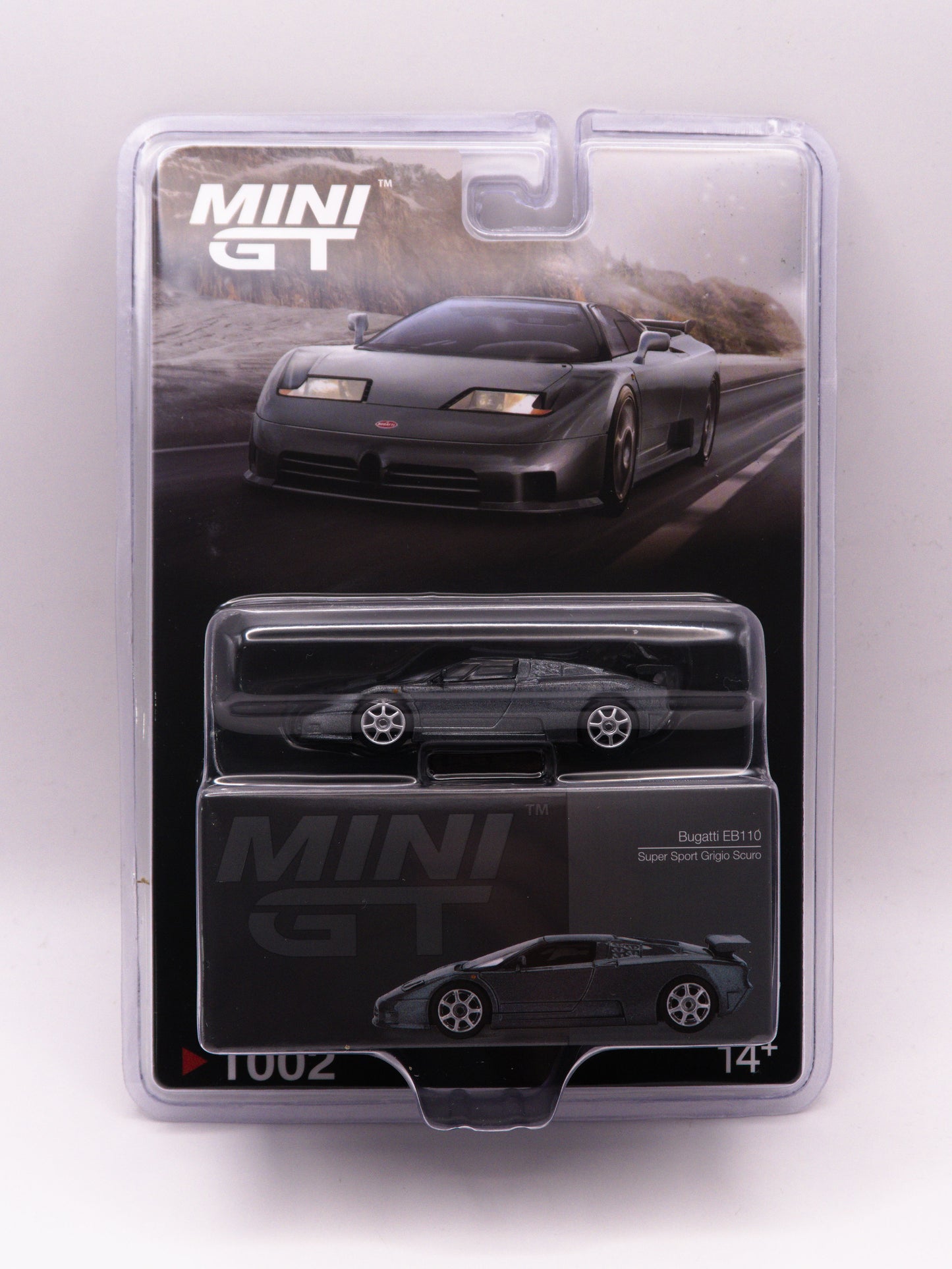 Mini GT #1002 Bugatti EB110 Super Sport Grigio Scuro Szary