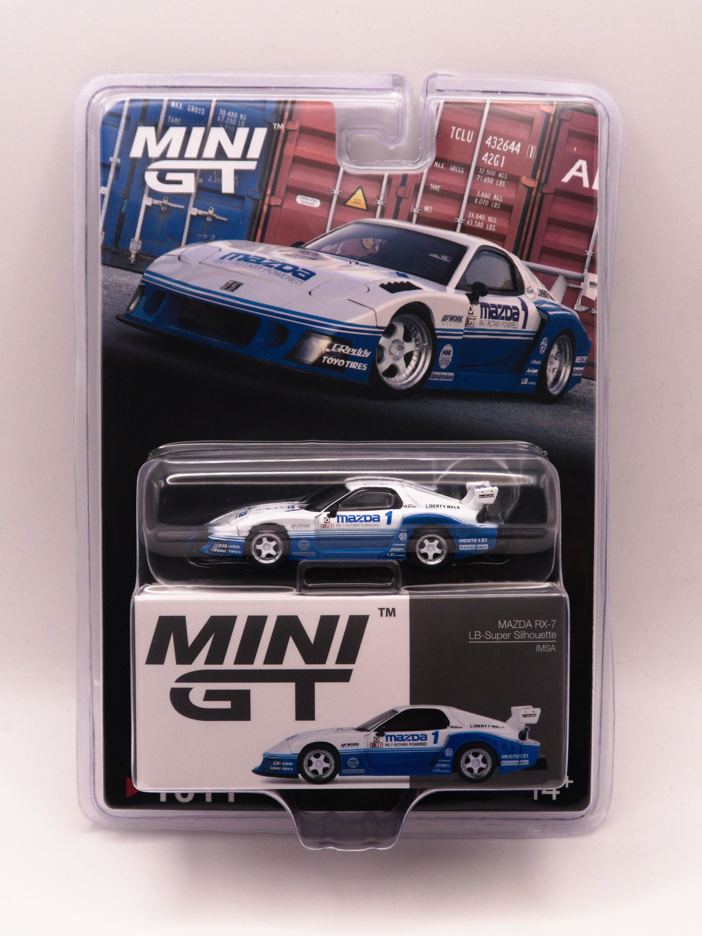 Mini GT #1011 Mazda RX-7 LB-Super Silhouette Biało-Niebieska IMSA Racing *BLISTER