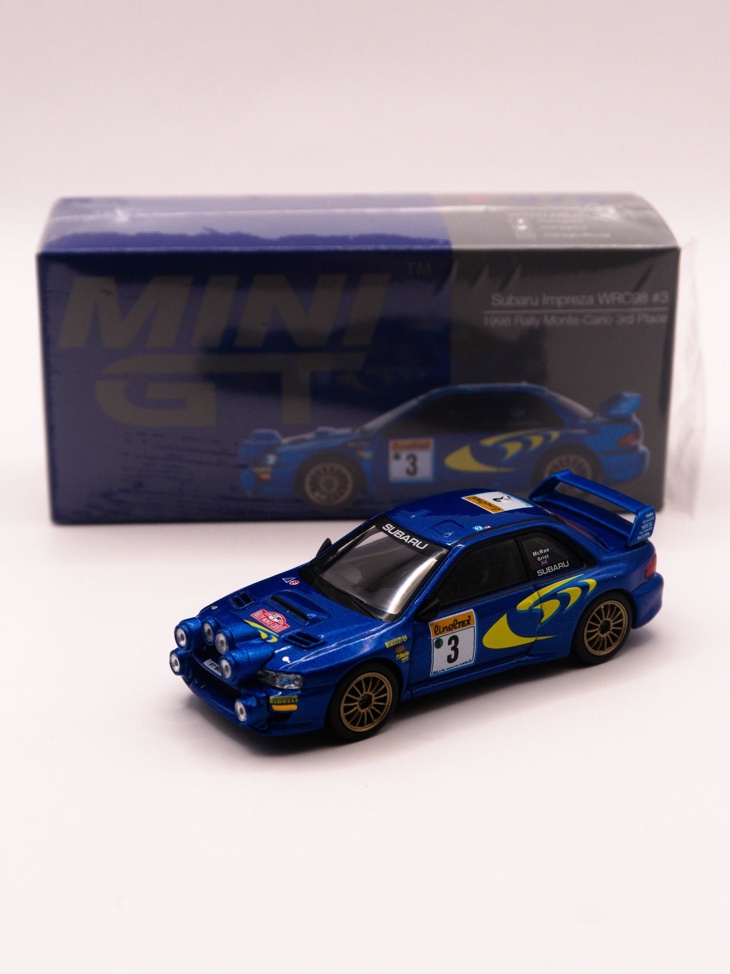 Mini GT #975 Subaru Impreza WRC98 #3 1998 Monte-Carlo 3rd Place Niebieski *PUDEŁKO