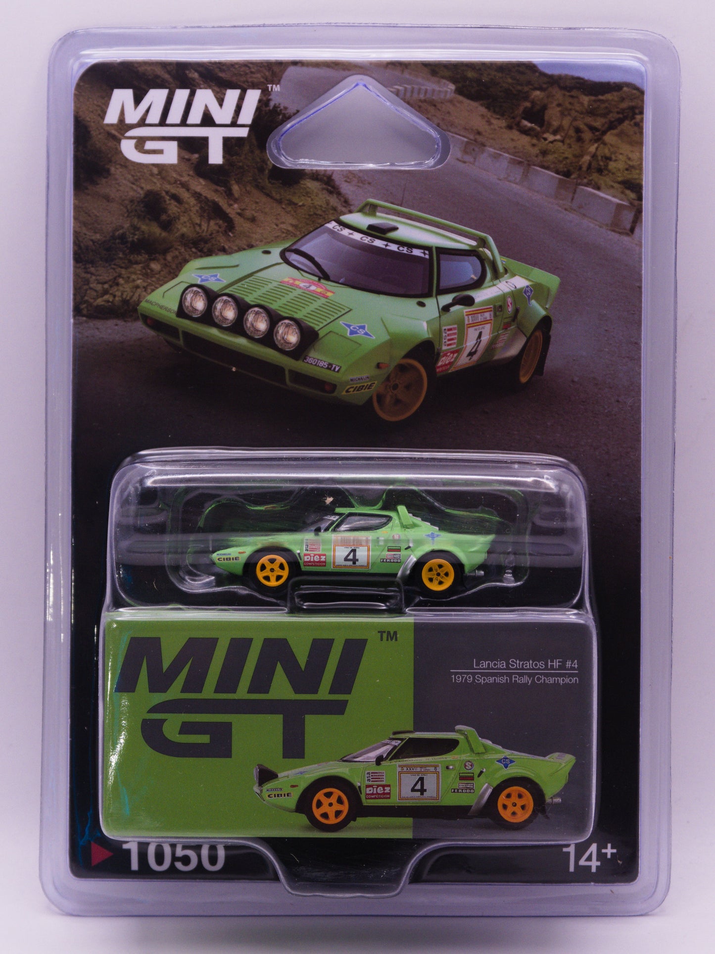 Mini GT #1050 Lancia Stratos HF #4 Spanish Rally Champion ZIelony *BLISTER