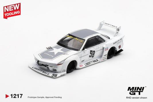 *PRESALE Mini GT #1217 Nissan Skyline GT-R R32 Liberty Walk Biały *BLISTER