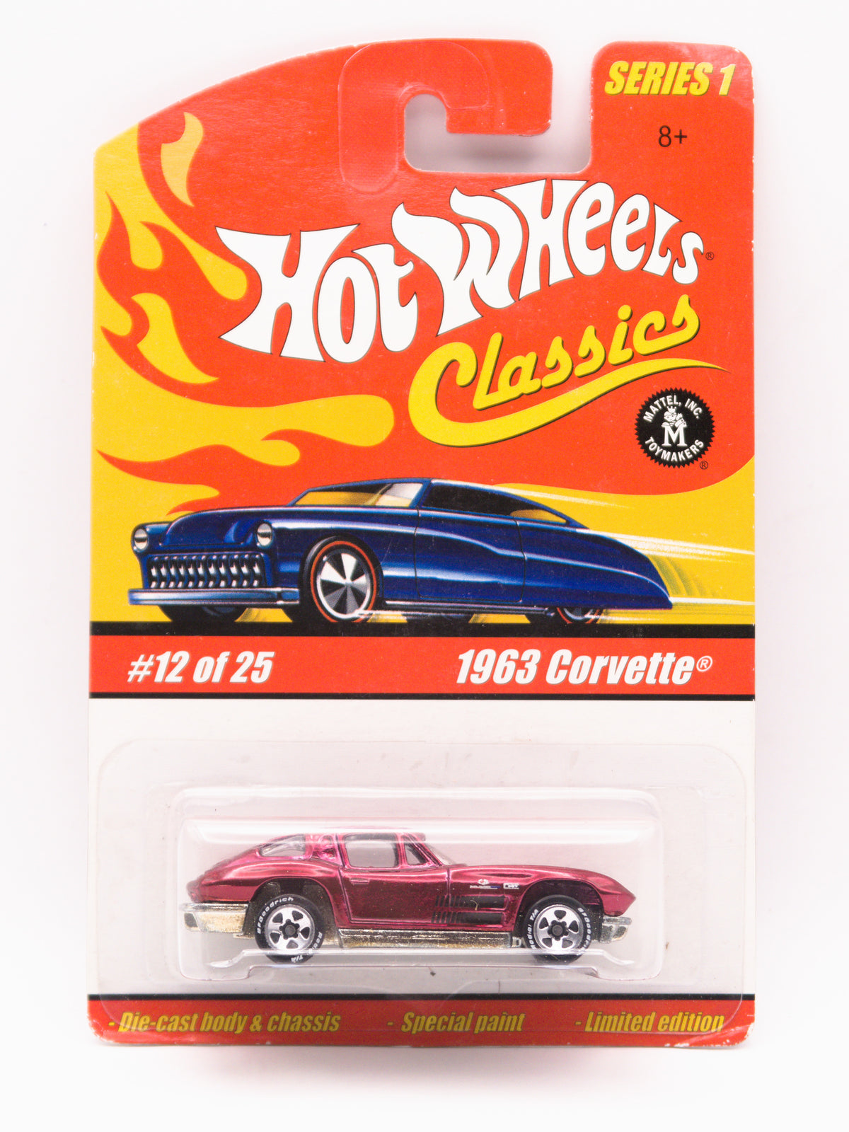 Hot Wheels Classics 1963 Chevrolet Corvette Różowy *Róg Karty