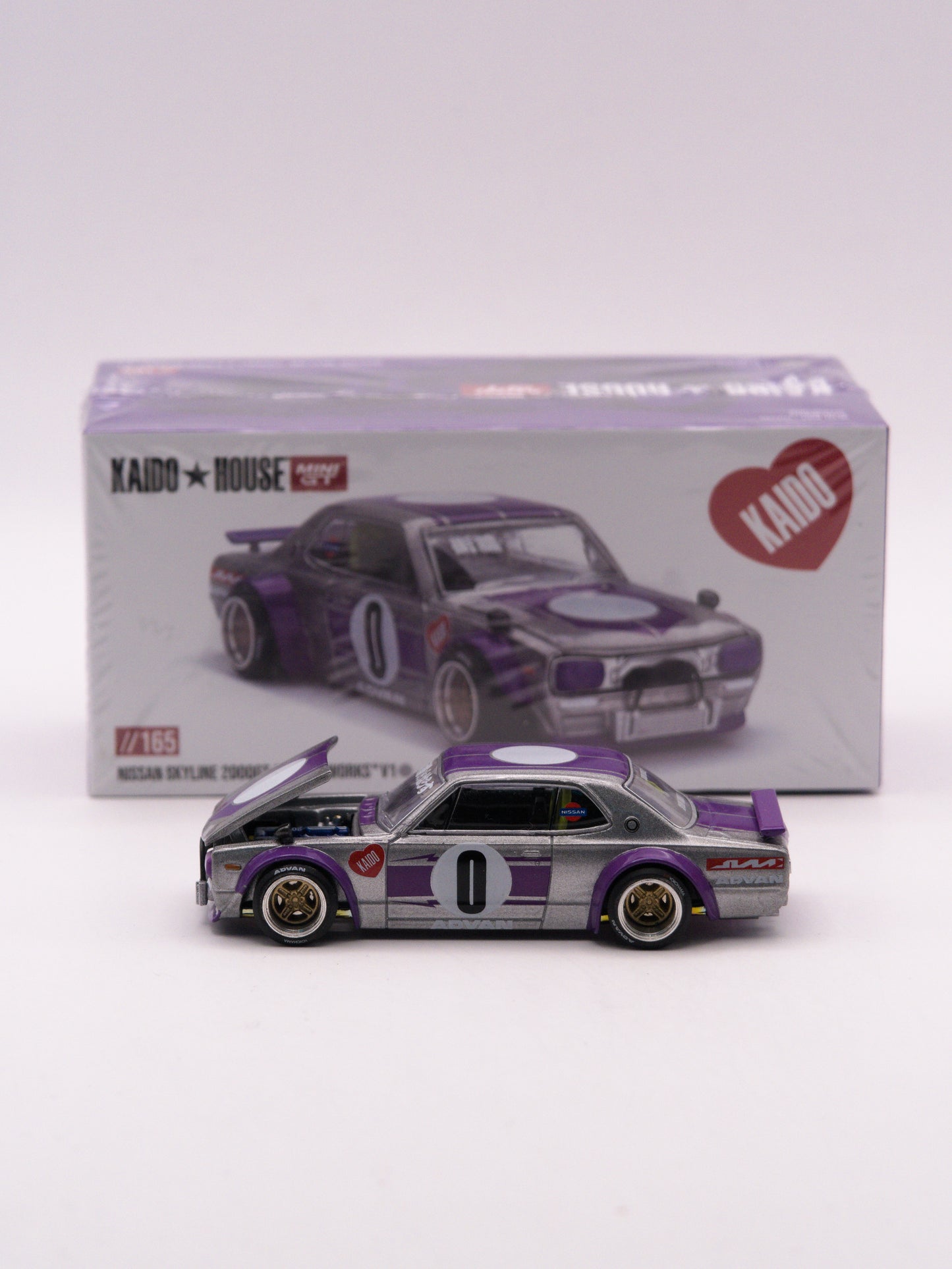 Kaido House Nissan Skyline 2000 GT-R Kaido Works V1 Srebrny #165 *OTWARTY