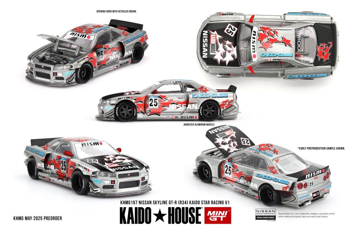 *PRESALE Kaido House #197 Nissan Skyline GT-R R34 Kaido Star Racing V1 Szary