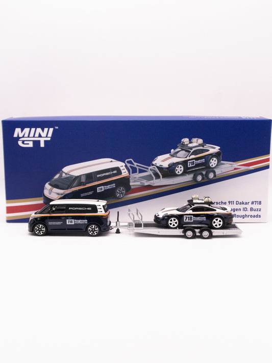 Mini GT MGTS0019 Porsche 911 Dakar #718 / Volkswagen ID. Buzz Porsche Centrum Roughroads SET