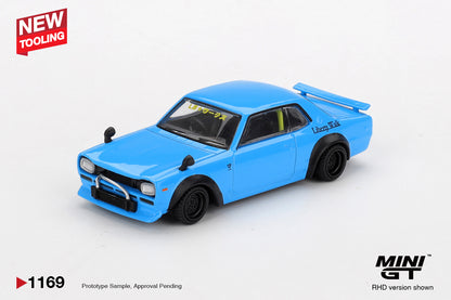 *PRESALE Mini GT #1169 Nissan Hakosuka Baby Blue LBWK Niebieski *Blister!