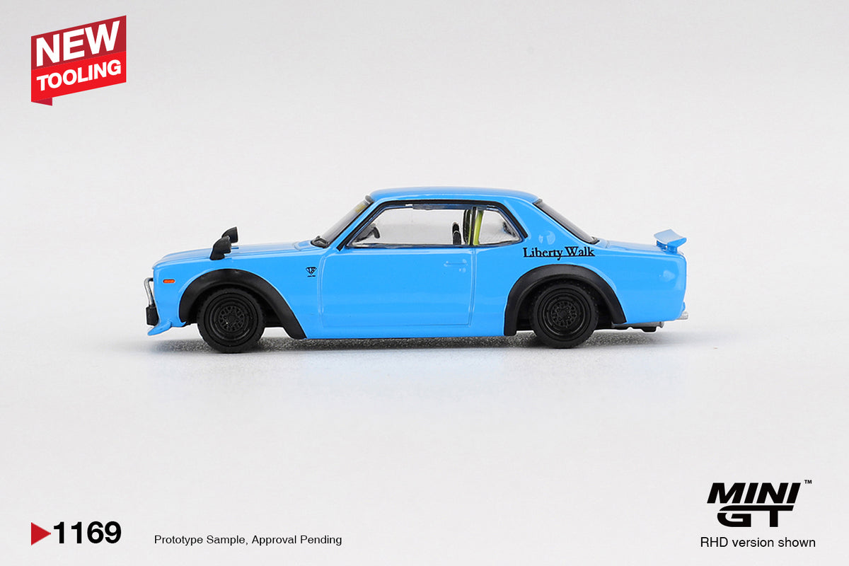 *PRESALE Mini GT #1169 Nissan Hakosuka Baby Blue LBWK Niebieski *Blister!
