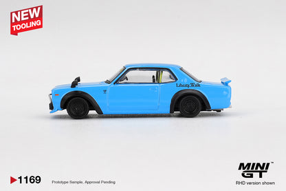 *PRESALE Mini GT #1169 Nissan Hakosuka Baby Blue LBWK Niebieski *Blister!