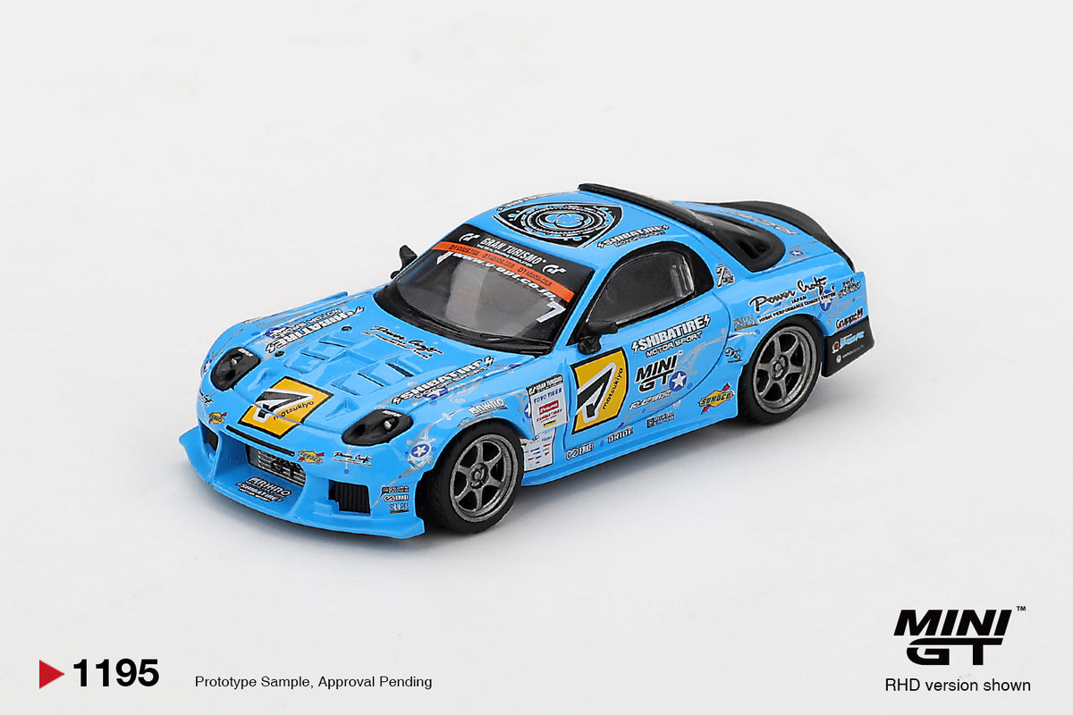 *PRESALE Mini GT #1195 Mazda RX-7 FD3S Re-Amemiya D1GP 2025 Niebieski *Pudełko