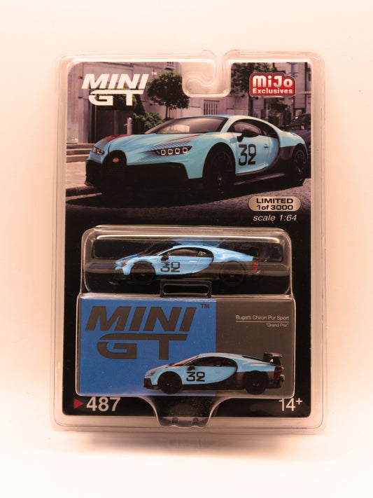 Mini GT 487 Bugatti Chiron Pur Sport Grand Prix Niebieski
