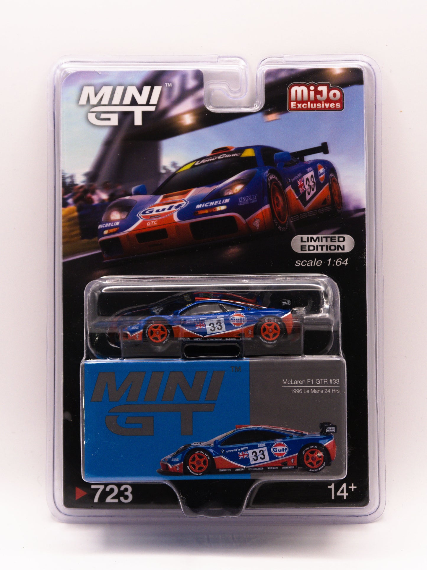 Mini GT 723 McLaren F1 GTR #33 GULF Niebieski