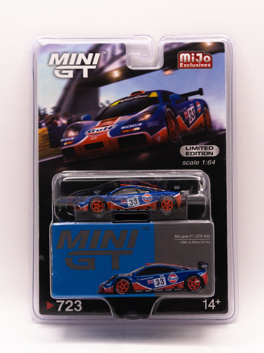 Mini GT 723 McLaren F1 GTR #33 GULF Niebieski