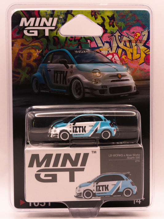 Mini GT #1051 LB-WORKS x Abas Works Fiat Abarth 595 IZTK Biało Niebieski *Blister