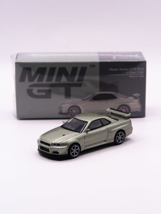 Mini GT #1003 Nissan Skyline GT-R R34 V-Spec II Nur Zielony