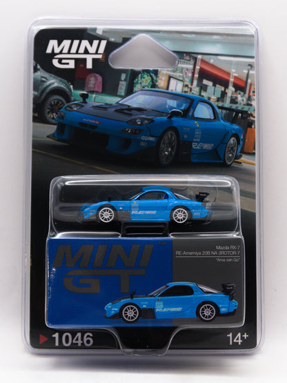Mini GT #1046 Mazda RX-7 RE-Amemiya 20B NA 3ROTOR-7 Ama-San Go Niebieski *BLISTER