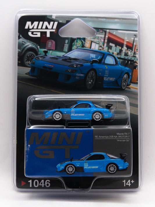 Mini GT #1046 Mazda RX-7 RE-Amemiya 20B NA 3ROTOR-7 Ama-San Go Niebieski *BLISTER