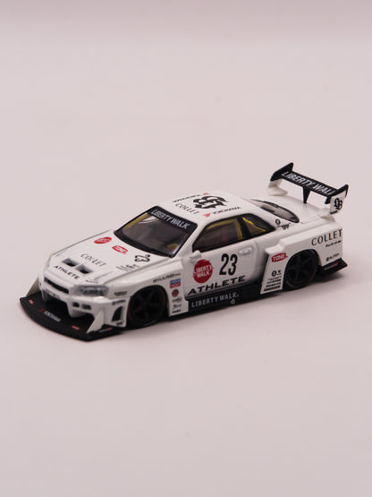 Mini GT #1059 Nissan Skyline GT-R R34 Liberty Walk Super Silhouette Athlete Biały *BLISTER