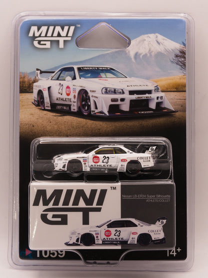 Mini GT #1059 Nissan Skyline GT-R R34 Liberty Walk Super Silhouette Athlete Biały *BLISTER