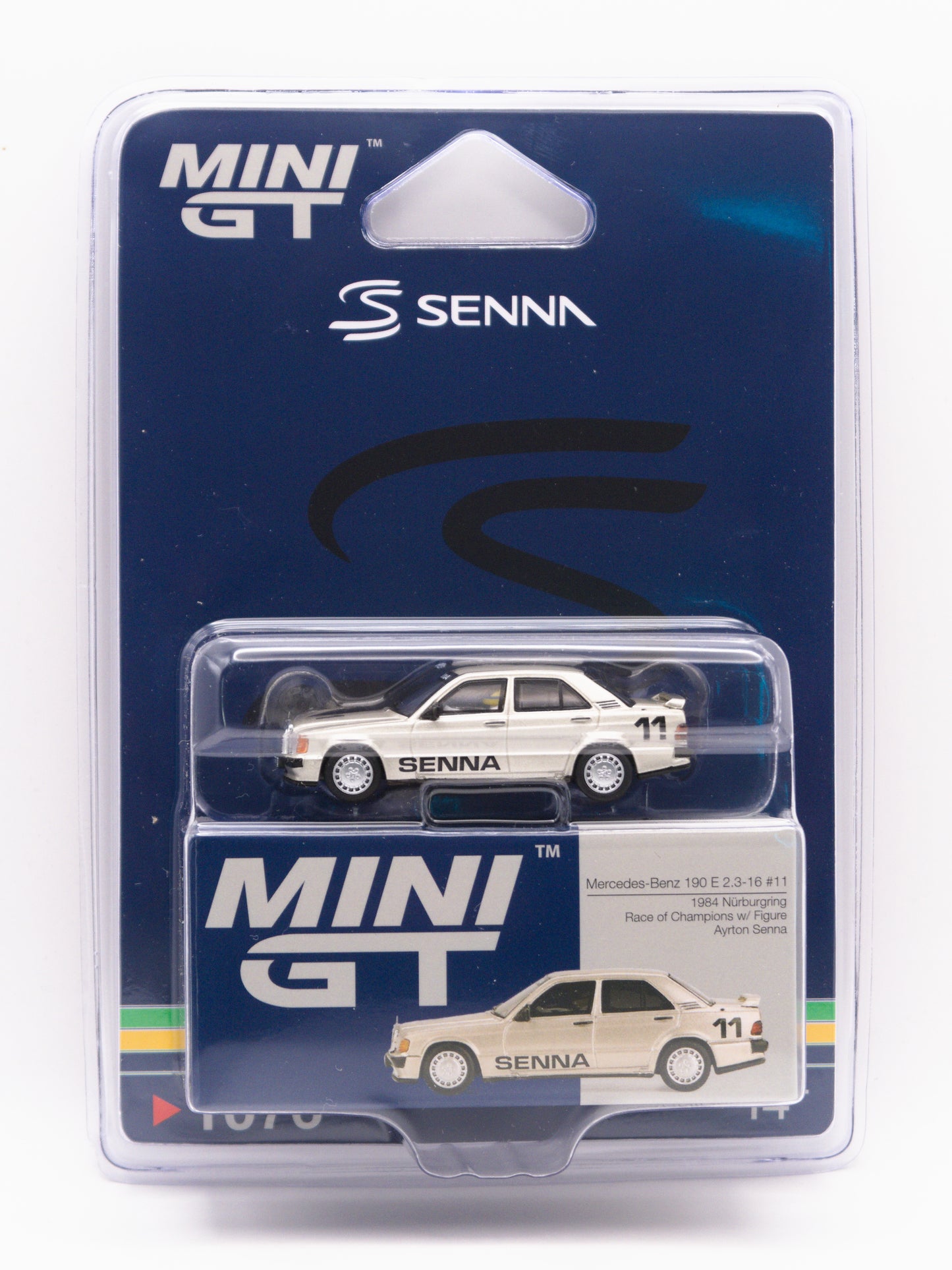 Mini GT #1076 Mercedes Benz 190E 2.3-16 #11 Ayron Senna z Figurką *BLISTER