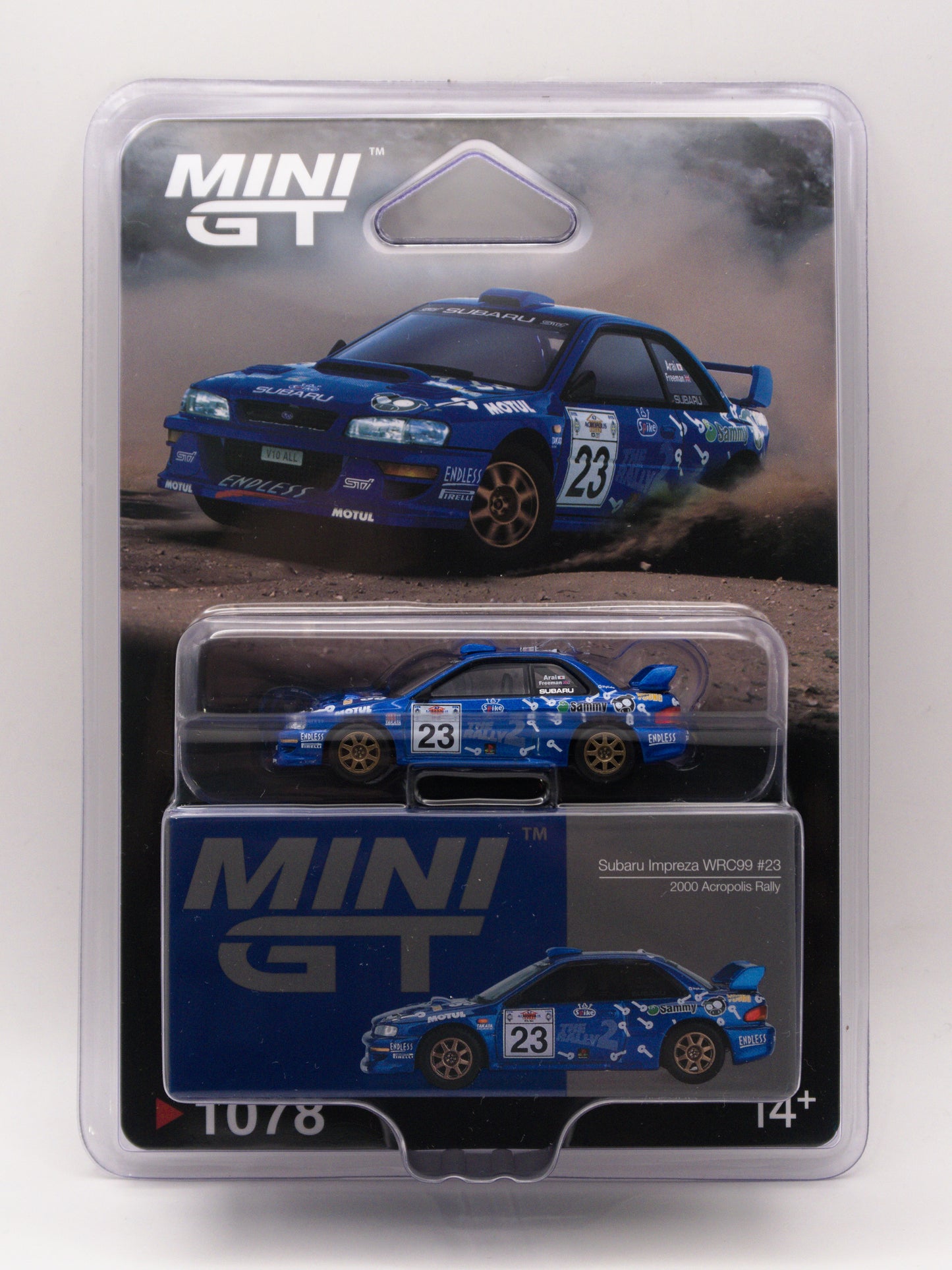Mini GT #1078 Subaru Impreza WRC99 #23 2000 Acropolis Rally Niebieski *Blister