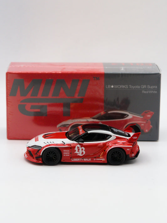 Mini GT #1103 Toyota GR Supra LB-Works Liberty Walk Biało Czerwony