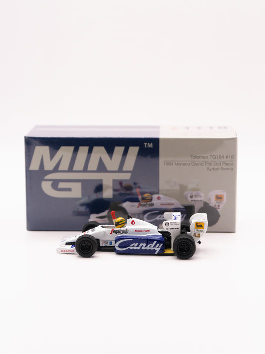 Mini GT #1118 Toleman TG184 #19 Ayrton Senna Monaco GP 2nd Place *Pudełko