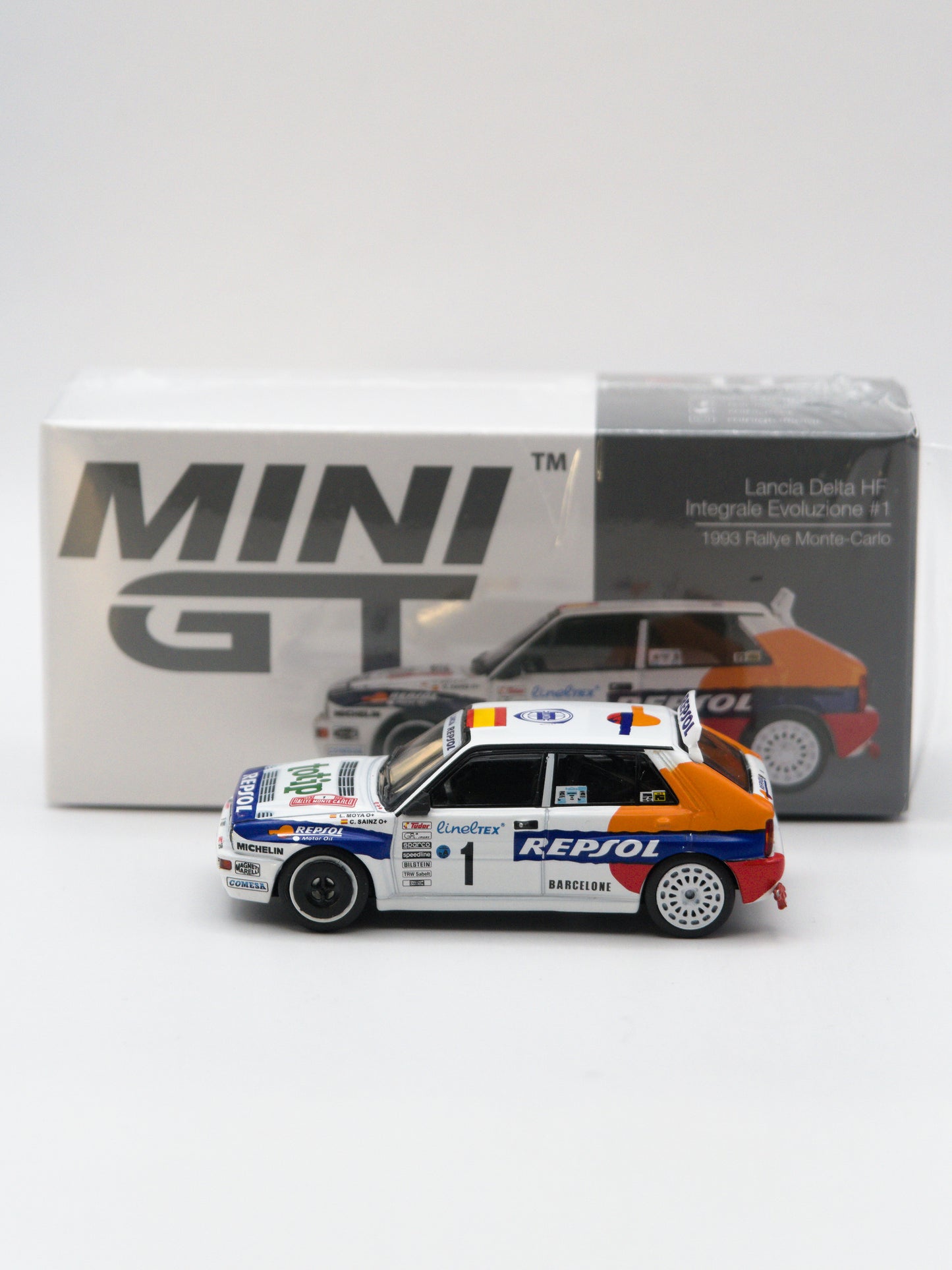 Mini GT #1131 Lancia Delta Integrale Evoluzione #1 Rally Monte Carlo 1993 Biały