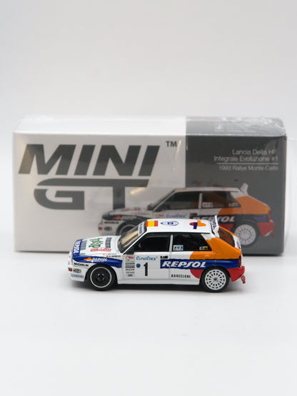 Mini GT #1131 Lancia Delta Integrale Evoluzione #1 Rally Monte Carlo 1993 Biały