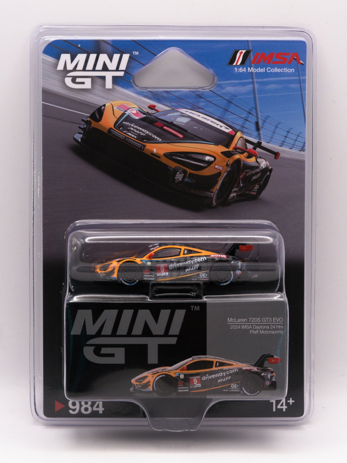 Mini GT #984 McLaren 720S GT3 Evo 2024 IMSA Daytona 24 PFAFF Pomarańczowy *Blister
