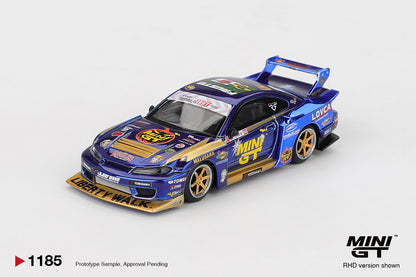 *PRESALE Mini GT #1185 Nissan Silvia S15 LBWK Liberty Walk Halloween Edition Formula Drift 2025 Niebieski *Pudełko