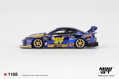 *PRESALE Mini GT #1185 Nissan Silvia S15 LBWK Liberty Walk Halloween Edition Formula Drift 2025 Niebieski *Pudełko
