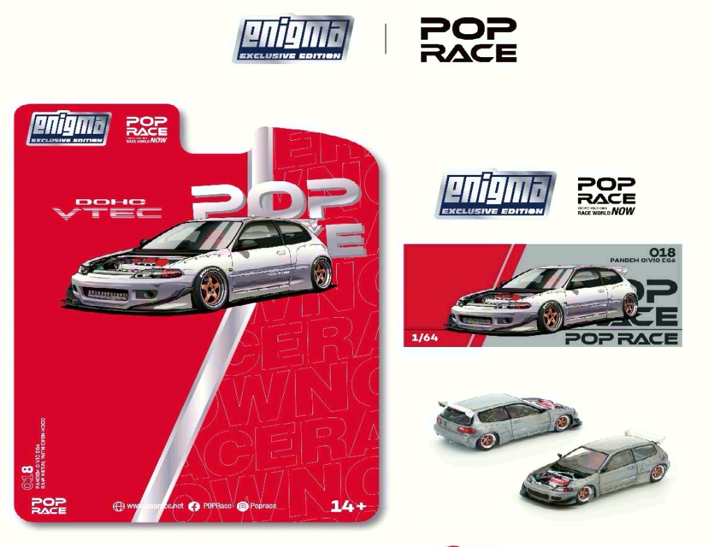*PRESALE Pop Race PRE018 Honda Civic EG6 Metal Srebrny