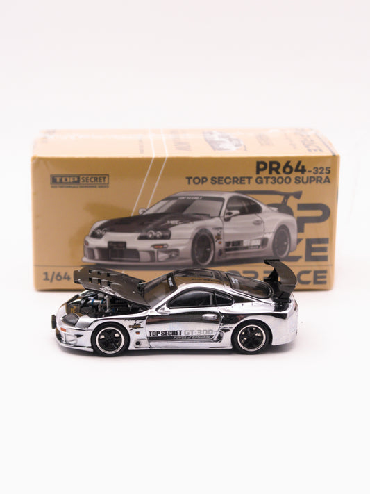 PopRace Toyota Supra GT-300 Top Secret Srebrny Chrom *OTWARTY