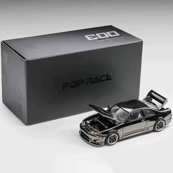 *PRESALE Pop Race Dark Chrome #003 Nissan Skyline GT-R R33 Szary Chrom PRDC003