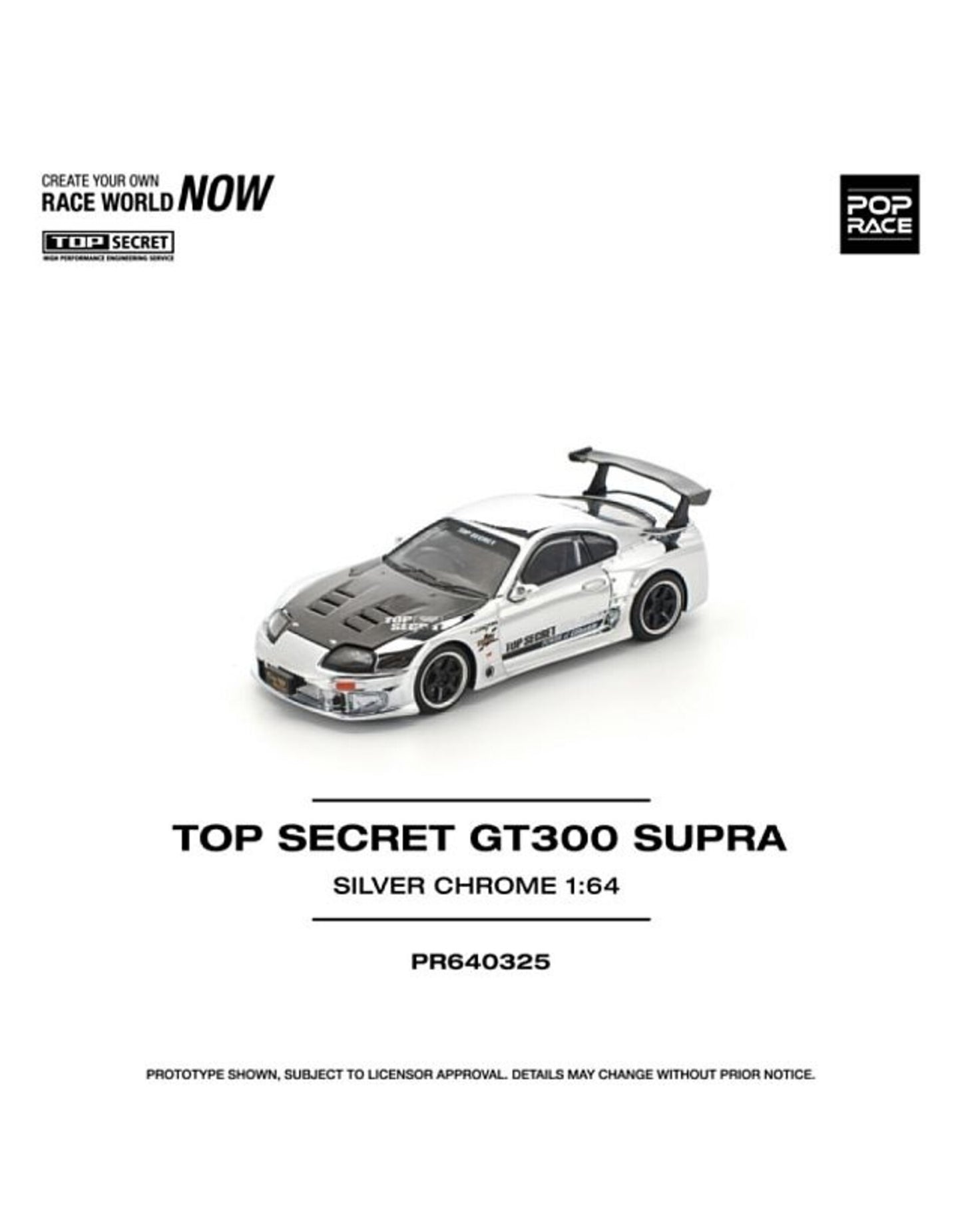 PopRace Toyota Supra GT-300 Top Secret Srebrny Chrom